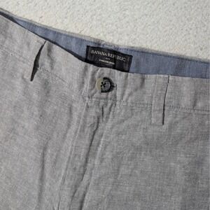 Banana Republic Emerson Shorts Mens 32/11 Grey Linen Cotton Blend Flat Front